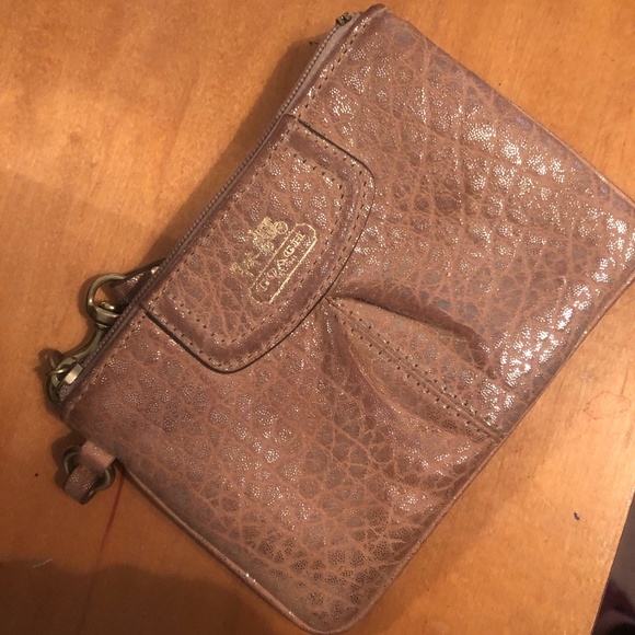 Sparkly Gold Leather Wristlet - Picture 1 of 3